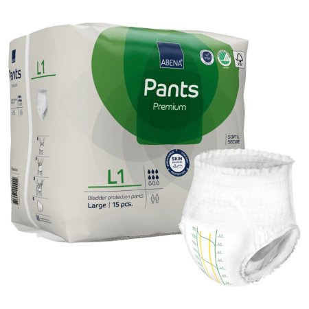 Abena North America Unisex Adult Absorbent Underwear Abena® Premium Pants L1 Pull On with Tear Away Seams Large Disposable Moderate Absorbency - Case of 90 - 1000021325-CS