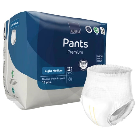 Abena North America Unisex Adult Absorbent Underwear Abena® Premium Pants Light Pull On with Tear Away Seams Medium Disposable Moderate Absorbency - Case of 90 - 1000021331-CS