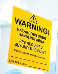 Health Care Logistics Pre-Printed Label Warning Label Yellow Warning! Hazardous Drug Handling Area PPE REQUIRED BEYOND THIS POINT Black Caution 8 X 10 Inch - Each - 19898-EA