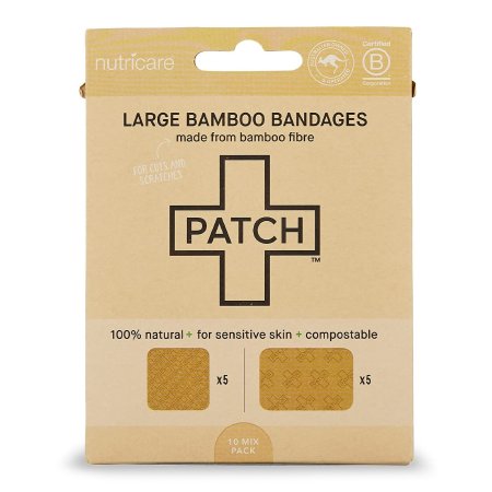 Nutricare USA LLC Adhesive Strip Patch™ 2 X 3 Inch / 3 X 3 Inch Bamboo Rectangle / Square Tan Sterile - Pack of 1 - PATNALFCT-PK