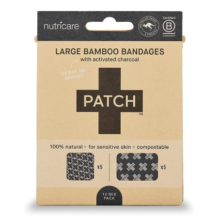 Nutricare USA LLC Adhesive Strip Patch™ 3/4 X 3 Inch Bamboo / Activated Charcoal Rectangle Black Sterile - Pack of 1 - PATACLFCT-PK