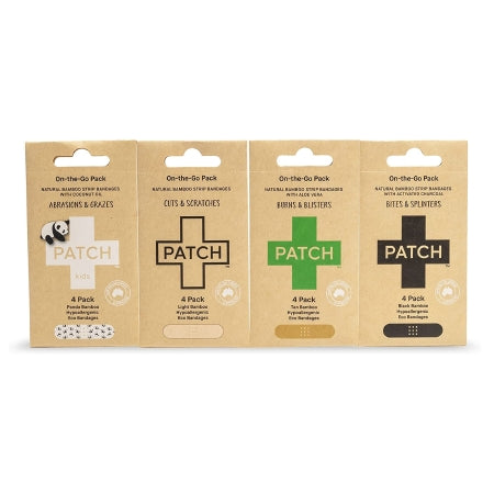 Nutricare USA LLC Adhesive Strip Patch™ On The Go Sample Pack 3/4 X 3 Inch Bamboo / Activated Charcoal / Coconut Oil / Aloe Vera Rectangle Tan Sterile - Pack of 1 - PATOTGMAILERCT-PK