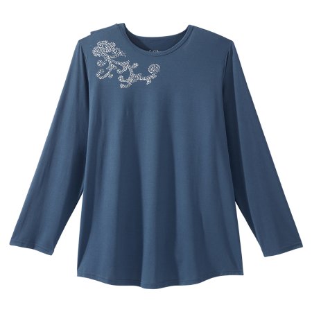 Silverts Adaptive LLC Adaptive Shirt Silverts® Small Navy Blue Without Pockets Long Sleeve Female - Each - SV196_SV2122_S-EA
