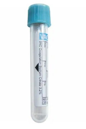 Fisher Scientific Vacuette® Venous Blood Collection Tube Coagulation Tube Sodium Citrate Additive 13 X 75 mm 2 mL Light Blue / White Ring Pull Cap Polyethylene Terephthalate (PET) Tube - Pack of 50 - 22040045-PK