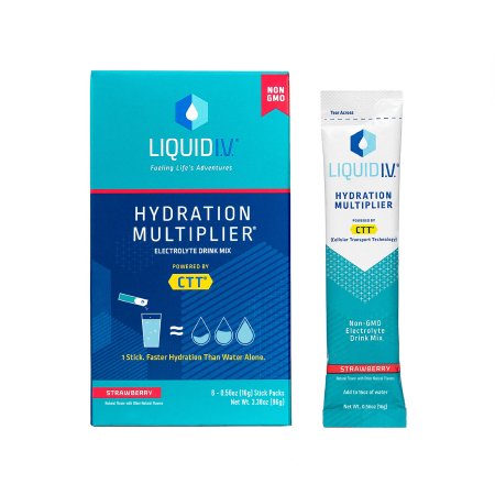 Emerson Healthcare Oral Electrolyte Solution Liquid I.V.® Hydration Multiplier® Strawberry Flavor 0.56 oz. Electrolyte - Case of 100 - LVHS-0105-CS