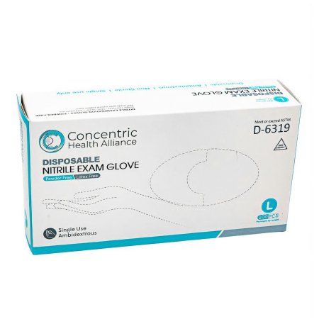 Concentric Health Alliance Exam Glove Concentric Large NonSterile Nitrile Standard Cuff Length Blue Not Rated - Box of 1 - 09112876777-BX