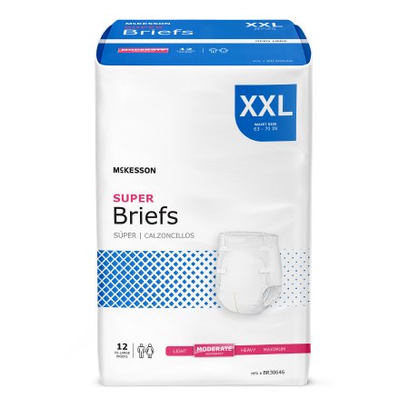 McKesson Unisex Adult Incontinence Brief McKesson 2X-Large Disposable Moderate Absorbency - Bag of 12 - BR30646-BG