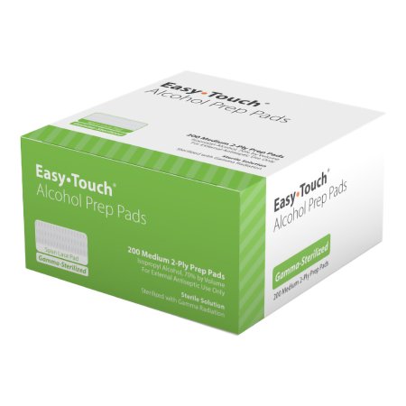 MHC Medical Alcohol Prep Pad Easy Touch® 70% Strength Isopropyl Alcohol Individual Packet Medium Sterile - Box of 200 - 802712-BX
