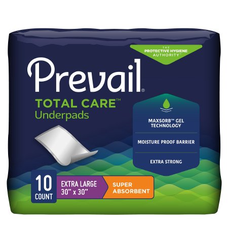 First Quality Disposable Underpad Prevail® Total Care™ 30 X 30 Inch Super Absorbent Core Heavy Absorbency - Case of 120 - UPS-120/1-CS