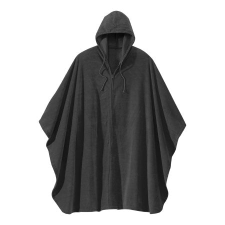 Silverts Adaptive LLC Wheelchair Cape with Hood Silverts® Black One Size Fits Most Front Opening Zipper Closure Unisex - Each - SV27100_BLK_OS-EA