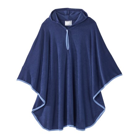 Silverts Adaptive LLC Shower Cape with Hood Silverts® Navy Blue One Size Fits Most Front Opening Snap Closure Unisex - Each - SV30200_NAVY_OS-EA