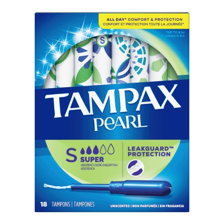 Procter & Gamble Tampon Tampax® Pearl Super Absorbency Plastic Applicator Individually Wrapped - Box of 1 - 07301037908-BX