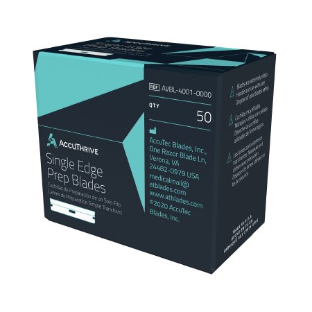 AccuTec Blades Single Edge Prep Blade AccuThrive® 3-Facet Edge, Stainless Steel, 0.009 Inch Thick - Case of 50 - AVBL-4001-0000-CS