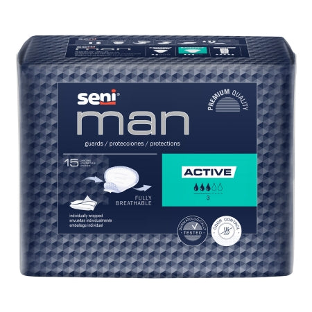 TZMO USA Inc Bladder Control Pad Seni® Man Active 8-9/10 X 10-3/5 Inch Moderate Absorbency Superabsorbant Core One Size Fits Most - Case of 90 - S-A015-US1-CS