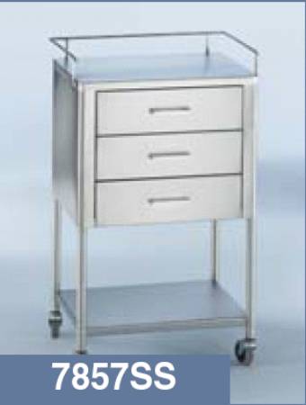 Blickman Anesthesia Utility Table Saturn 20 X 16 X 34 Inch Stainless Steel 3 Drawers - Each - 0237857000-EA