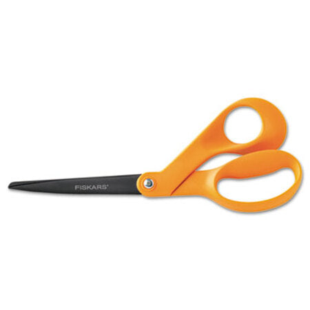 Fiskars® Our Finest Scissors, 8" Long, 3.1" Cut Length, Orange Offset Handle - Each - FSK-1999701007-EA