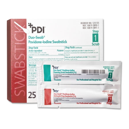 Professional Disposables Impregnated Swabstick PDI® 7.5% / 10% Strength Povidone-Iodine Individual Packet NonSterile - Case of 250 - S23125-CS