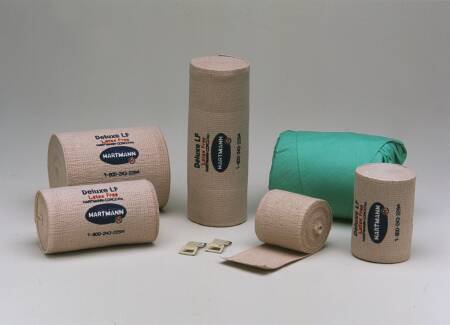 Hartmann Elastic Bandage Deluxe® LF® 2 Inch X 5-1/2 Yard Clip Detached Closure Tan NonSterile Standard Compression - Case of 60 - 38200000-CS