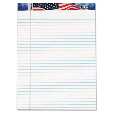 TOPS™ American Pride Writing Pad, Wide/Legal Rule, Red/White/Blue Headband, 50 White 8.5 x 11.75 Sheets, 12/Pack - Pack of 1 - TOP-75111-PK