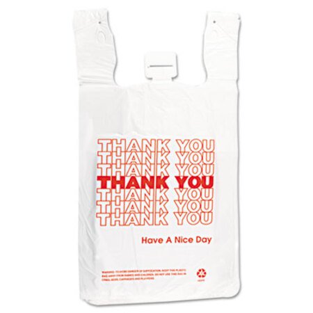 Inteplast Group HDPE T-Shirt Bags, 14 microns, 12" x 23", White, 500/Carton - CT/1 - IBS-THW2VAL-CT