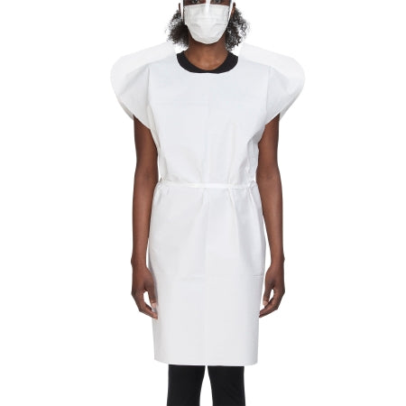 McKesson Patient Exam Gown McKesson One Size Fits Most White Disposable - Case of 50 - 18-840-CS