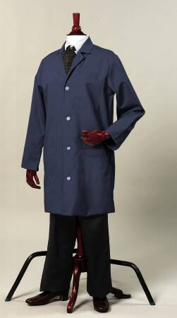Fashion Seal Uniforms Lab Coat Navy Blue Large Knee Length Reusable - Each - 431-L-EA