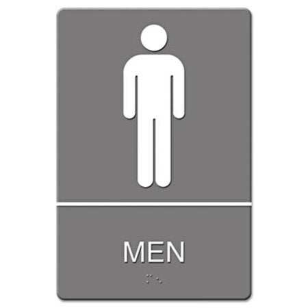 Headline® Sign ADA Sign, Men Restroom Symbol w/Tactile Graphic, Molded Plastic, 6 x 9, Gray - Each - USS-4817-EA