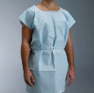 Graham Medical Products Patient Exam Gown Medium / Large Blue Disposable - Case of 50 - 70231N-CS
