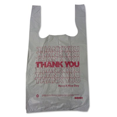 Barnes Paper Company Plastic Thank-You T-Sack, 2 mil, 4" x 15", White, 2,000/Carton - Case of 2000 - BPC-6415THYOU-CS