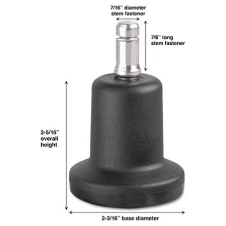 Master Caster® High Profile Bell Glides, Grip Ring Type B Stem, 2.19" x 2.31" Glide, Matte Black, 5/Set - ST/1 - MAS-70175-ST