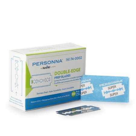 AccuTec Blades Double Edged Razor Blade Personna® Stainless Steel, Coated - Case of 1000 - 74-0002-0000-CS