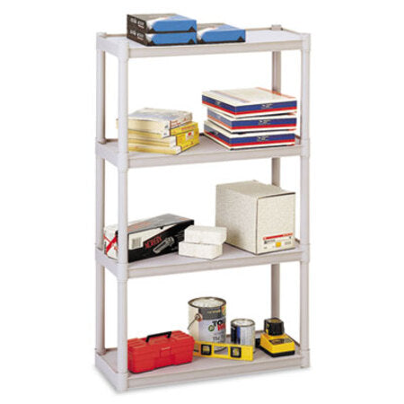 Iceberg Rough n Ready Open Storage System, Four-Shelf, Injection-Molded Polypropylene, 32w x 13d x 54h, Platinum - Each - ICE-20843-EA