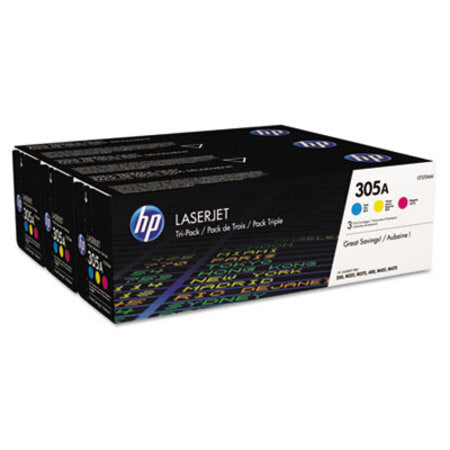 HP HP 305A, (CF370A-M) 3-Pack Cyan/Magenta/Yellow Original LaserJet Toner Cartridges - ST/1 - HEW-CF370AM-ST