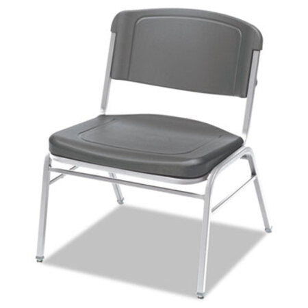Iceberg Rough n Ready Wide-Format Big and Tall Stack Chair, Supports 500 lb, 18.5" Seat Height, Charcoal Seat/Back, Silver Base, 4/CT - CT/1 - ICE-64127-CT