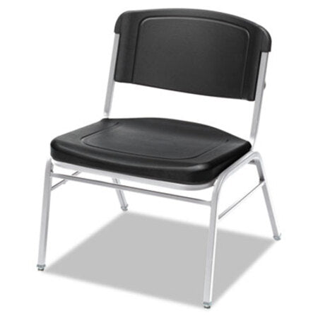 Iceberg Rough n Ready Wide-Format Big and Tall Stack Chair, Supports 500lb, 18.5" Seat Height, Black Seat/Back, Silver Base, 4/Carton - Pack of 1 - ICE-64121-PK