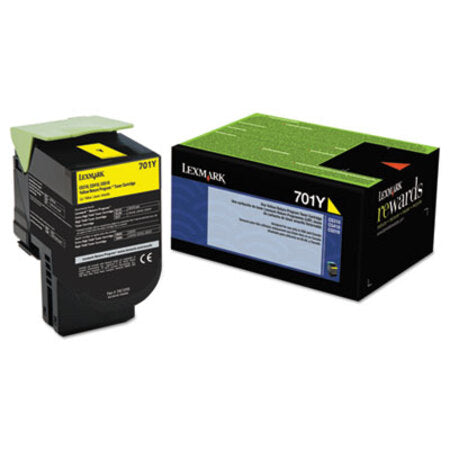 Lexmark™ 70C10Y0 Return Program Toner, 1,000 Page-Yield, Yellow - Each - LEX-70C10Y0-EA
