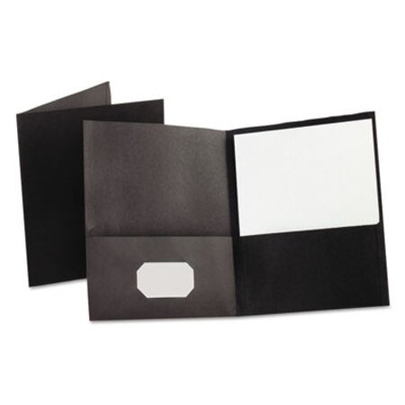 Oxford™ Twin-Pocket Folder, Embossed Leather Grain Paper, 0.5" Capacity, 11 x 8.5, Black, 25/Box - Box of 1 - OXF-57506-BX