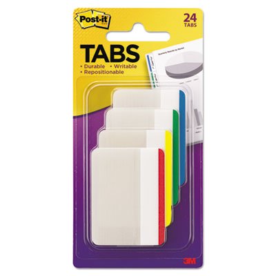 Post-it® Tabs Lined Tabs, 1/5-Cut, Assorted Colors, 2" Wide, 24/Pack - Pack of 1 - MMM-686F1-PK