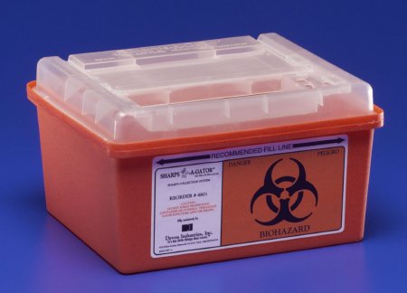 Cardinal Sharps Container Sharps-A-Gator™ Red Base 6-1/4 H X 7 D X 10-1/2 W Inch Horizontal Entry 1 Gallon - Case of 32 - 31143699-CS