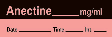 Precision Dynamics Drug Label Timemed Anesthesia Label Tape Anectine_mg/mL Date_Time_Int Red 1/2 X 1-1/2 Inch - Roll of 1 - AN-33-RL
