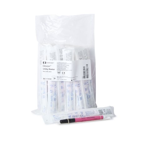 Cardinal Surgical Utility Marker Devon Surgi-Mark™ Sterile, Black, Regular Tip For Identifying Instruments, Specimens, and other Objects within the Sterile Field - Case of 100 - 31145884-CS