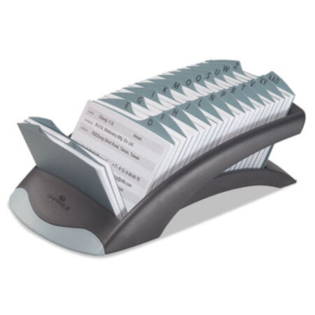 Durable® TELINDEX Desk Address Card File, Holds 500 2.88 x 4.13 Cards, 5.13 x 9.31 x 3.56, Plastic, Graphite/Black - Each - DBL-241201-EA
