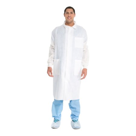 O&M Halyard Inc Lab Coat White Large Knee Length Disposable - Each - 10042-EA