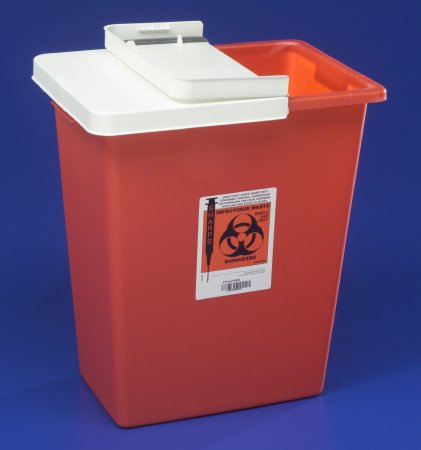 Cardinal Sharps Container SharpSafety™ Red Base 17-1/2 H X 15-1/2 W X 11 D Inch Horizontal Entry 8 Gallon - Case of 10 - 8997-CS