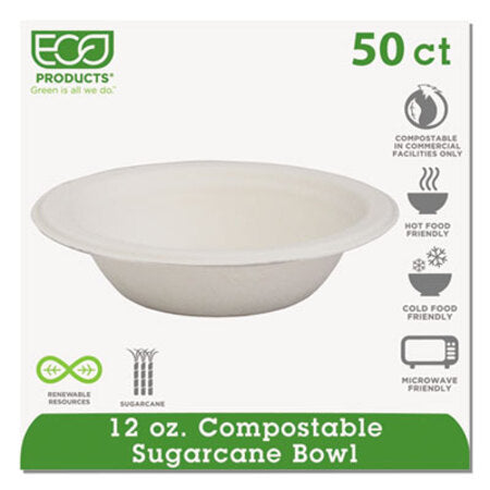 Eco-Products® Renewable Sugarcane Bowls, 12 oz, Natural White, 50/Packs - Pack of 1 - ECO-EPBL12PK-PK