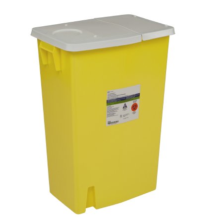 Cardinal Chemotherapy Waste Container SharpSafety™ Yellow Base 26 H X 18-1/4 W X 12-3/4 D Inch Horizontal Entry 18 Gallon - Case of 5 - 8989-CS