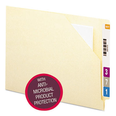 Smead™ End Tab File Jacket with Antimicrobial Product Protection, Shelf-Master Reinforced Straight Tab, Letter Size, Manila, 100/Box - Box of 100 - SMD-75715-BX