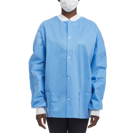 O&M Halyard Inc Lab Jacket Blue Large Hip Length Disposable - Each - 10078-EA