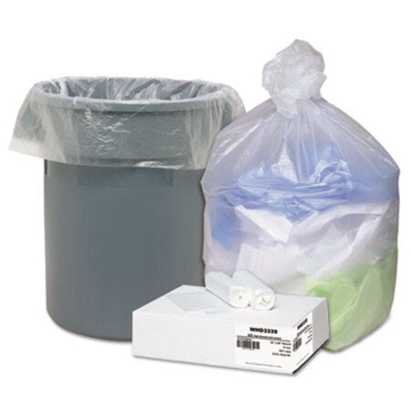 Ultra Plus® Can Liners, 33 gal, 11 microns, 33" x 40", Natural, 10 Bags/Roll, 10 Rolls/Carton - CT/1 - WBI-WHD3339-CT