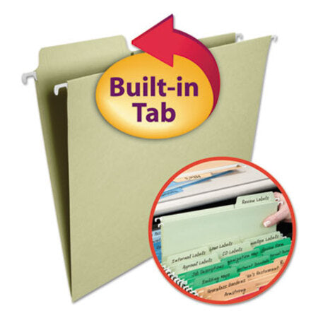 Smead™ FasTab Hanging Folders, Letter Size, 1/3-Cut Tabs, Moss, 20/Box - Box of 1 - SMD-64082-BX